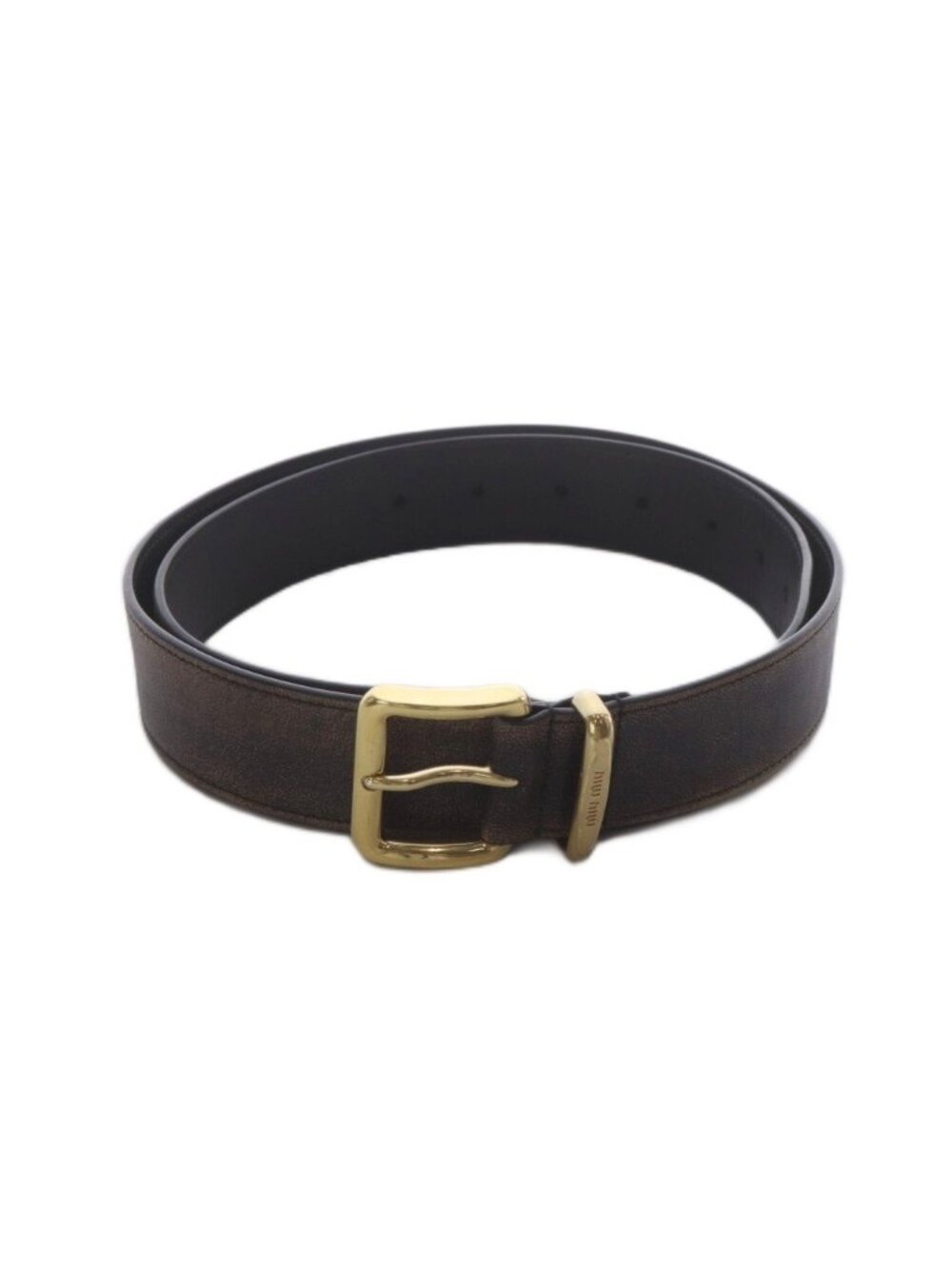 Miu Miu Miu Leather Belt Brown Aged Processing RI